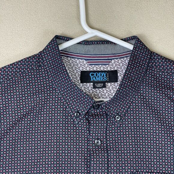 Cody James Shirt Mens Extra Large Gray Red Casual Long Sleeve Button Up Adult - Picture 2 of 11